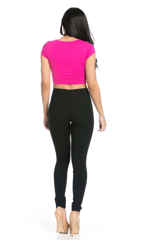 Basic Crop Top in Fuchsia - SohoGirl.com